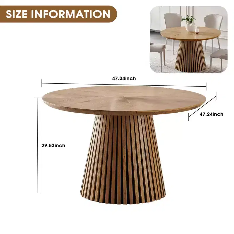 Space-Saving Oval Dining Table Slatted Legs for Living Room