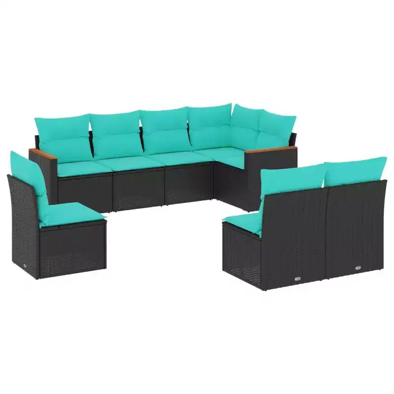 vidaXL 8 Piece Patio Sofa Set with Cushions Poly Rattan