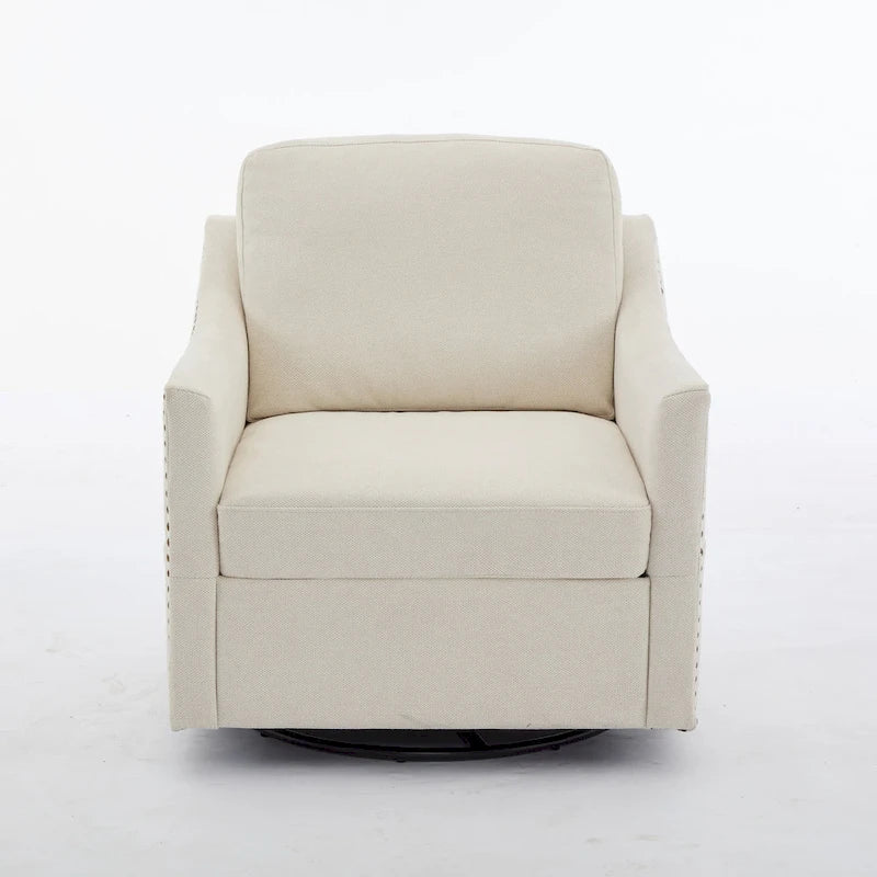 Cream White Modern 30.3  Accent Chair with USB