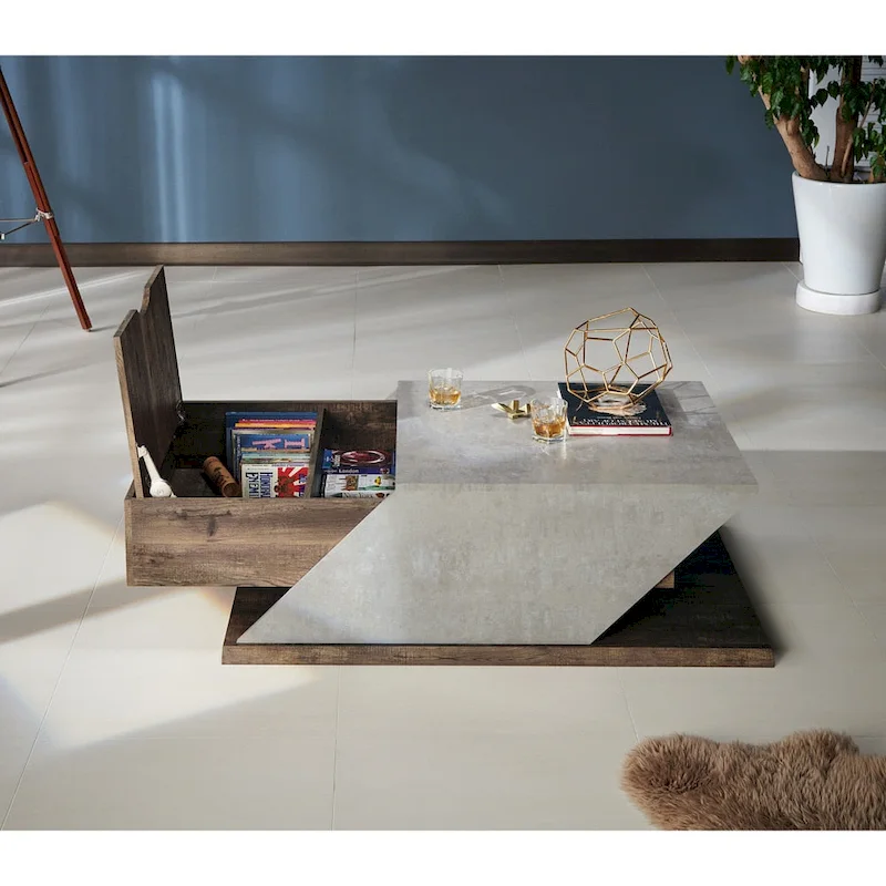 Industrial 47-Inch Lift-Top Adjustable Coffee Table