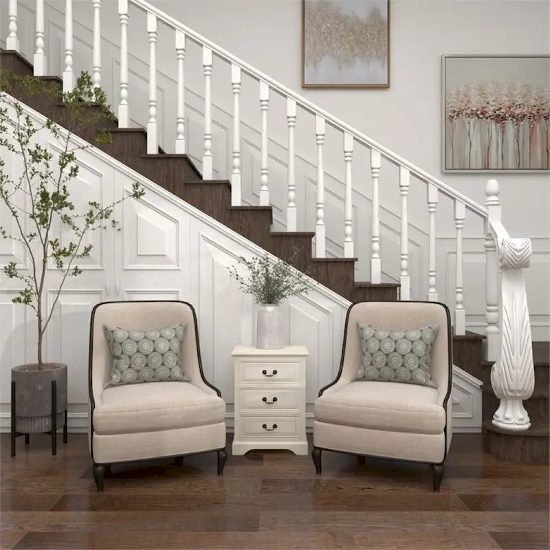 Antique White 3-drawer Solid Wood Nightstand