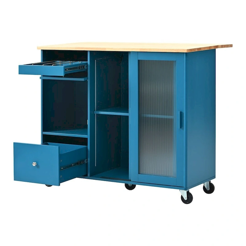 Folding Kitchen Cart with LED Lights