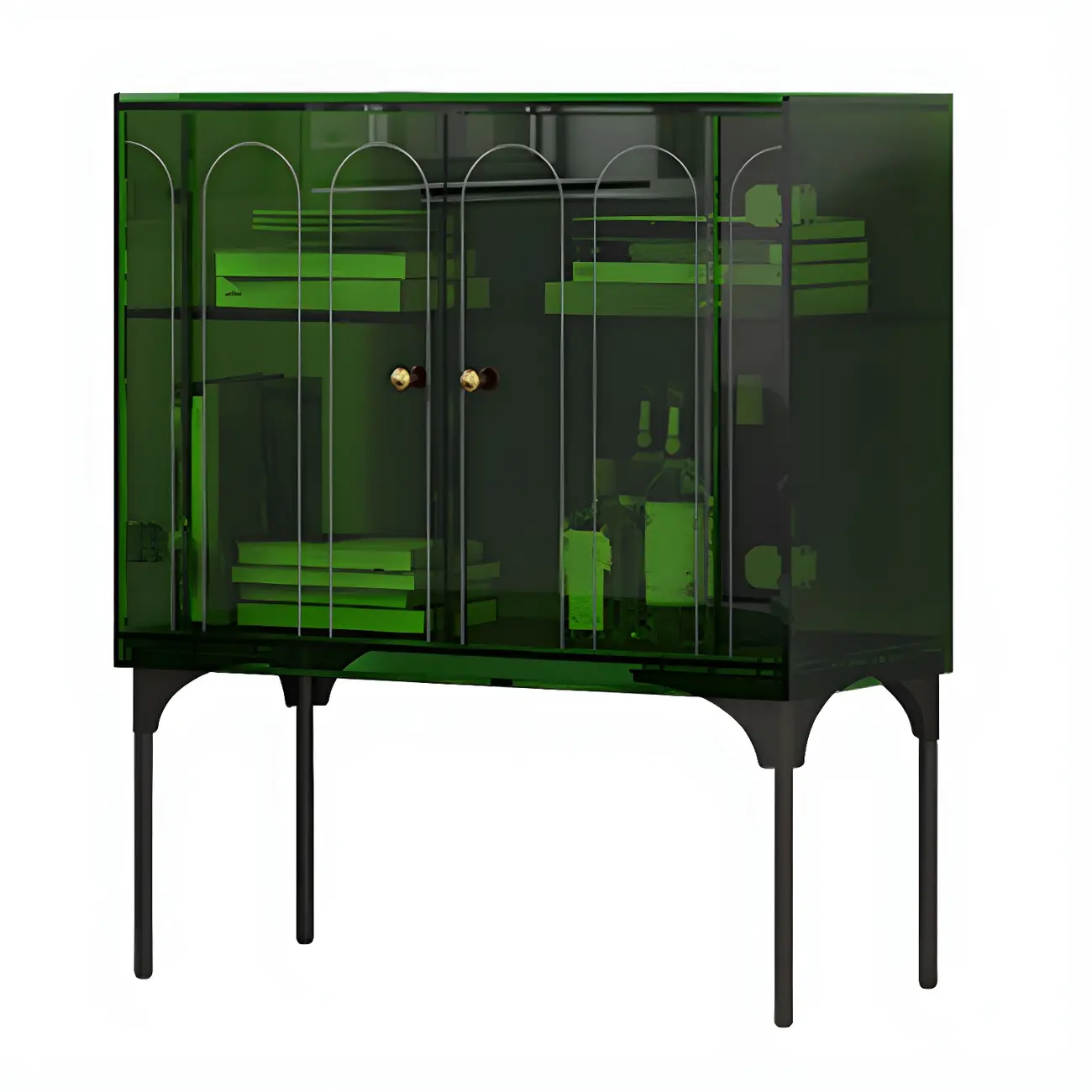 Modern Plastic/Acrylic Sideboard Cabinets with Shelves in Red