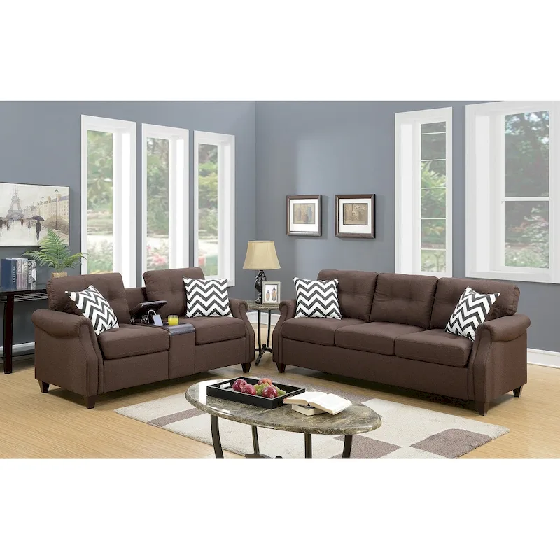 2 Piece Sofa Set With Accent Pillows