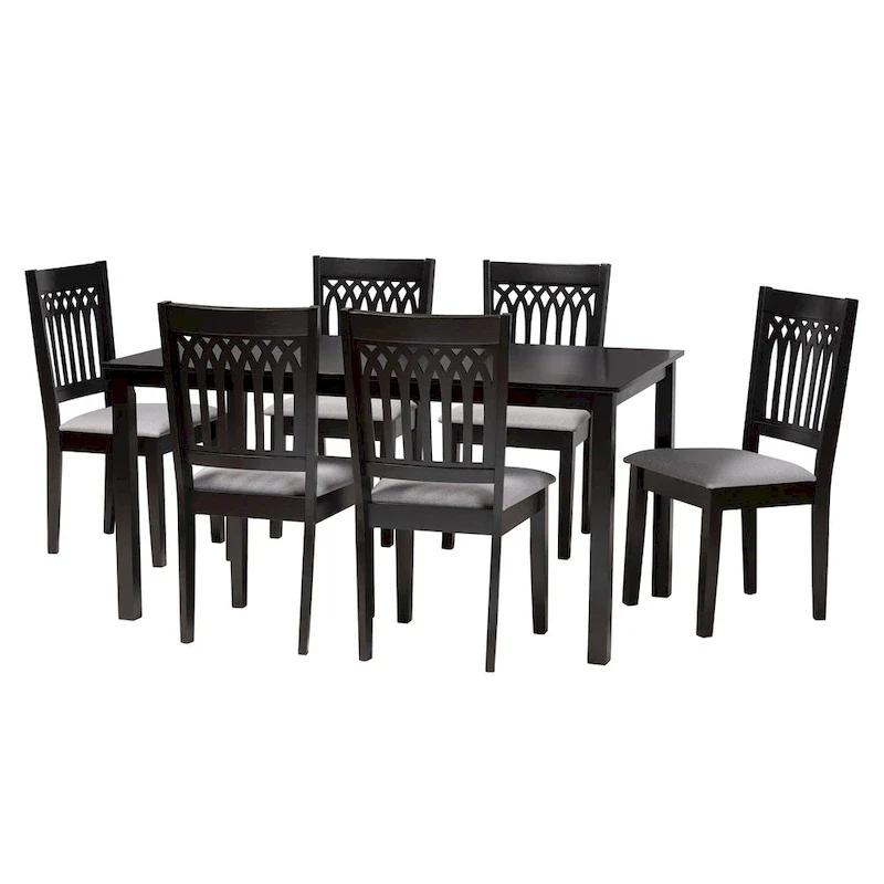 Modern Fabric and Wood Dining Set