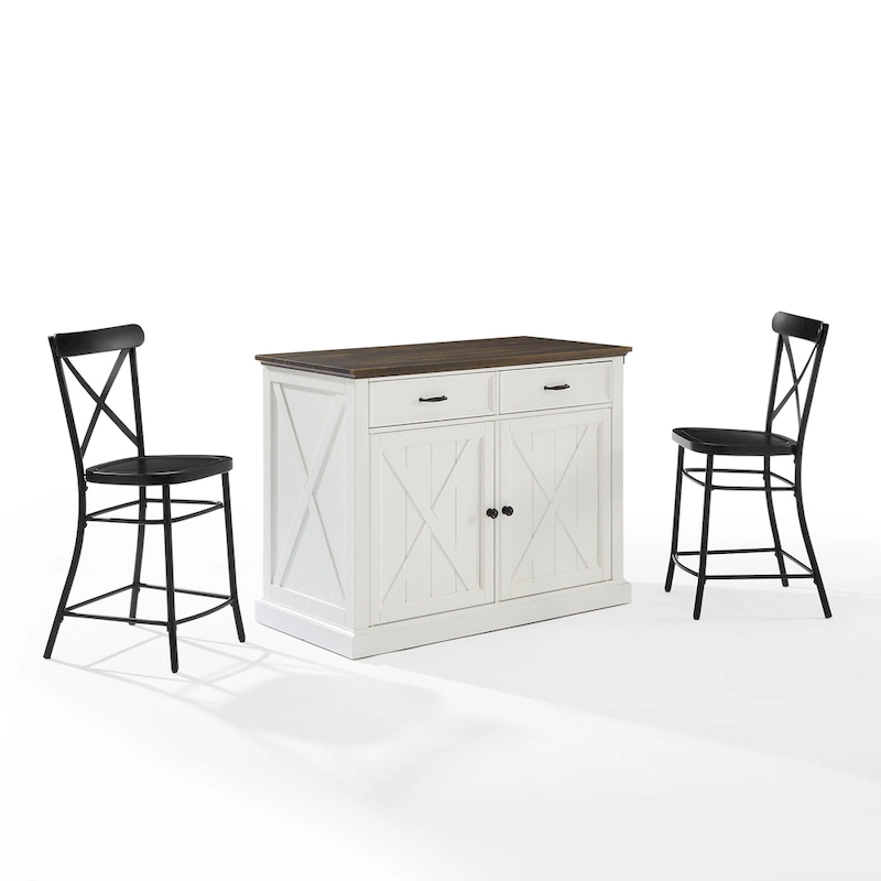 Clifton Kitchen Island W/Camille Stools - 50d x 47.75w x 36.25h