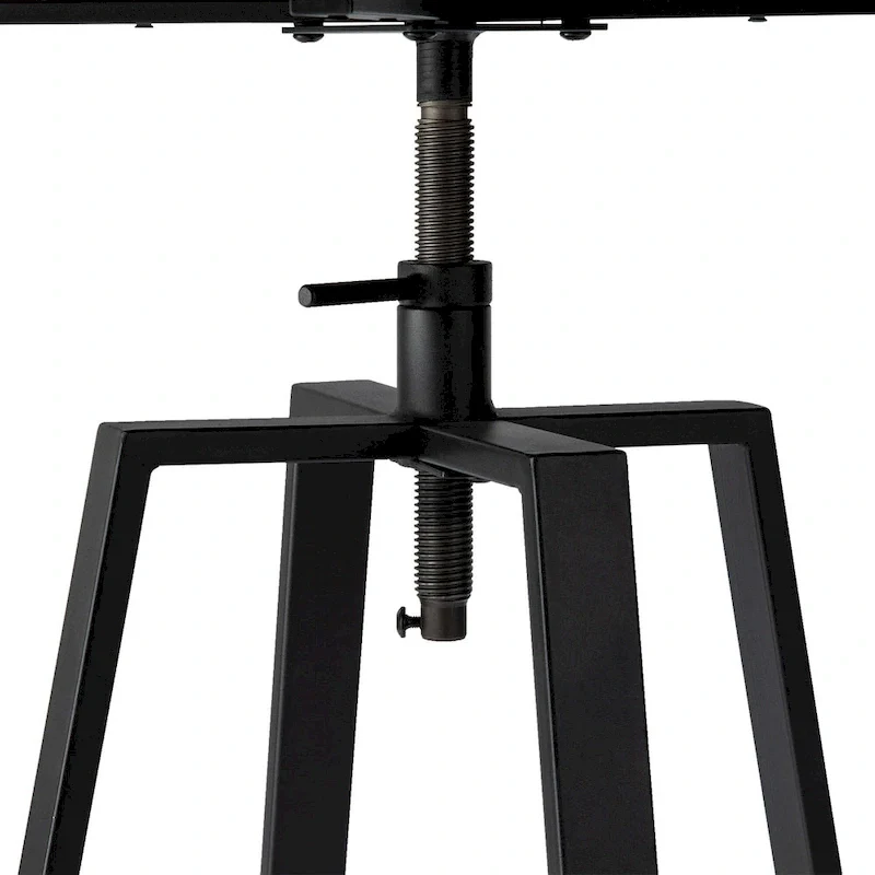 Glitzhome Industrial Wood Top Adjustable Swivel Round Pub Bar Table