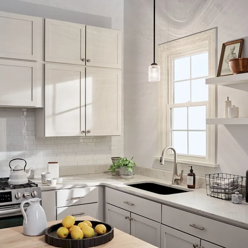 Kichler Winslow Single Light 4  Wide Mini Pendant with Seedy Glass