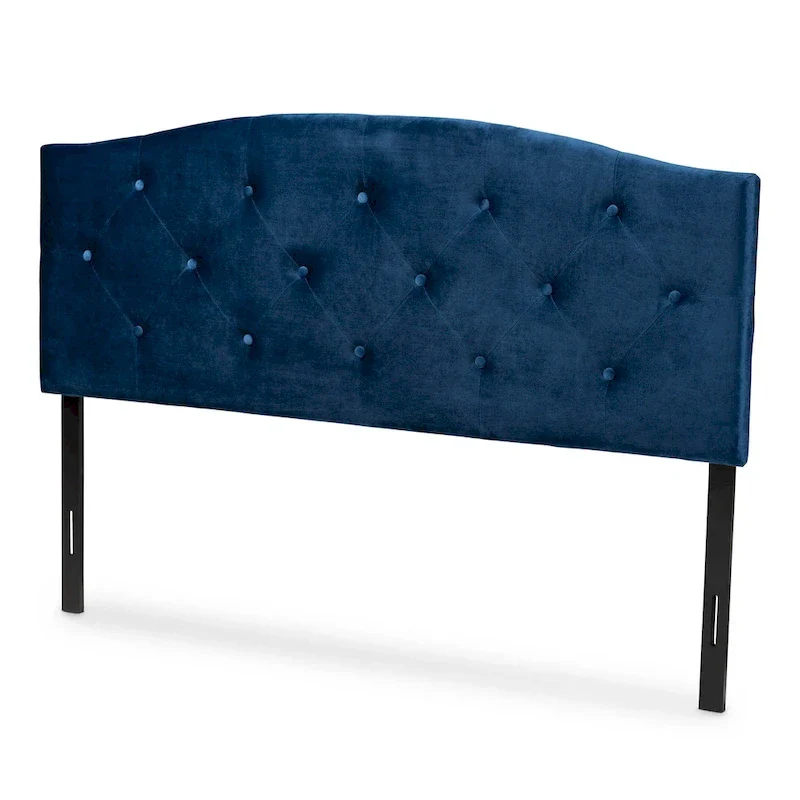 Navy Blue Velvet Button-Tufted Headboard – Queen / Full / King, 1-Person