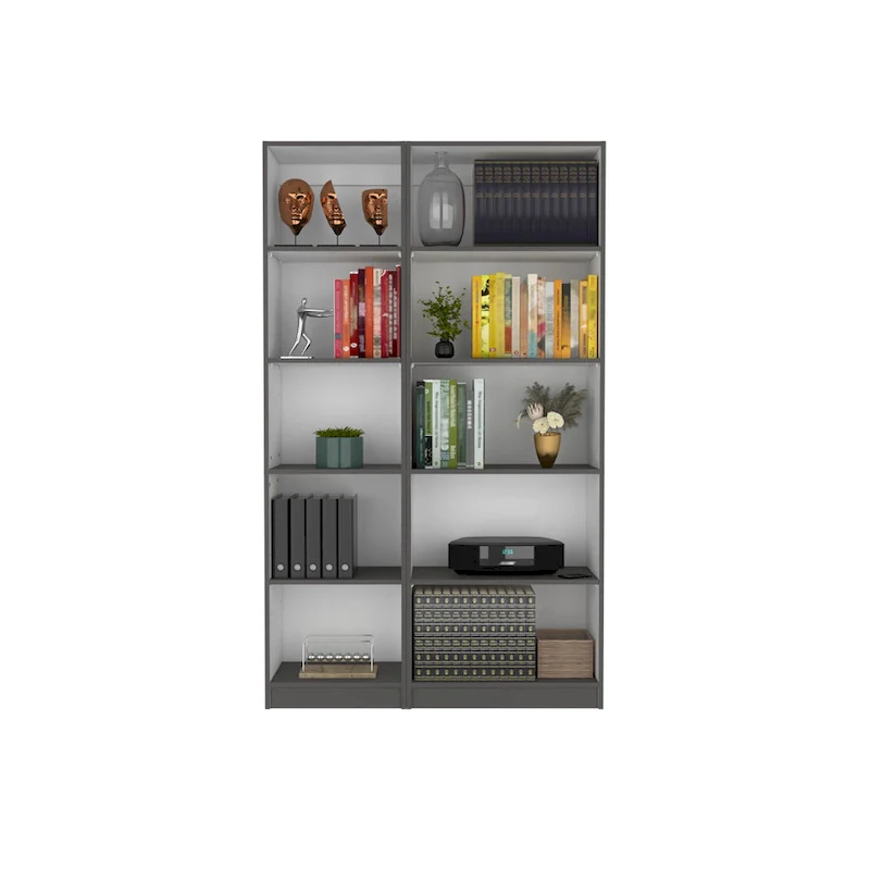 2-Piece Bookcase Set – Wide 5-Shelf and Narrow 4-Shelf
