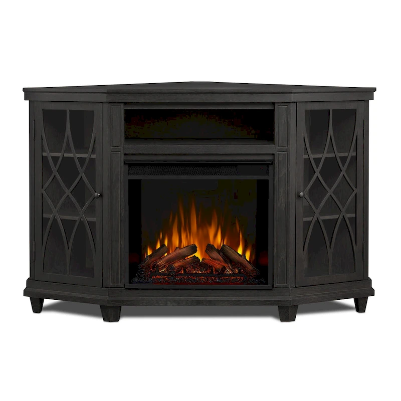 Lynette 56 TV Stand Electric Fireplace Gray by Real Flame