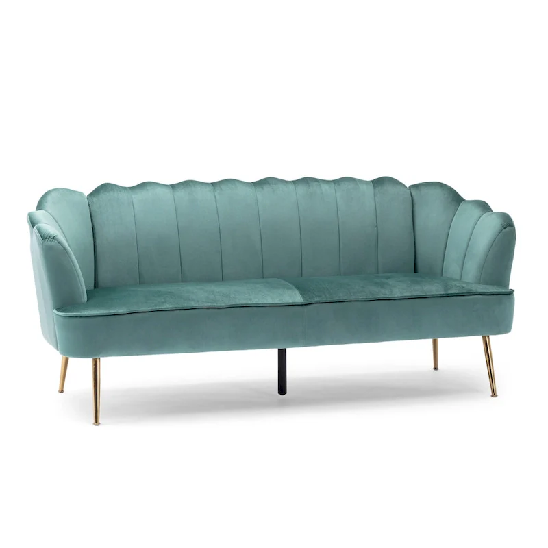 Reitz Glam Velvet Shell 3 Seater Sofa by Christopher Knight Home - 76.25 L x 29.25 W x 33.50 H
