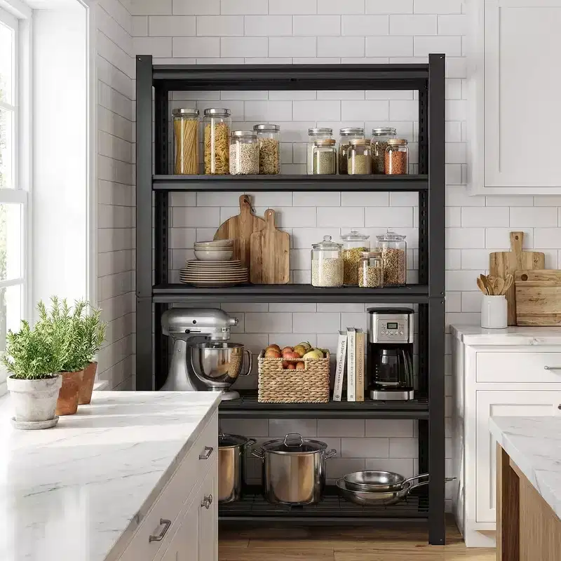 VIYET 72 5-Tier Heavy-Duty Metal Mesh Shelving Rack - 2000lbs Total Capacity Adjustable Storage for Pantry, Garage & Kitchen, Black
