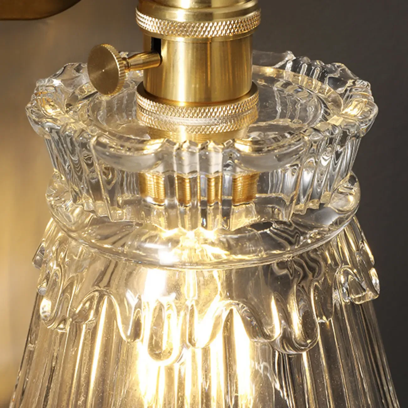 Art Deco Gold Transparent Glass Wall Sconce