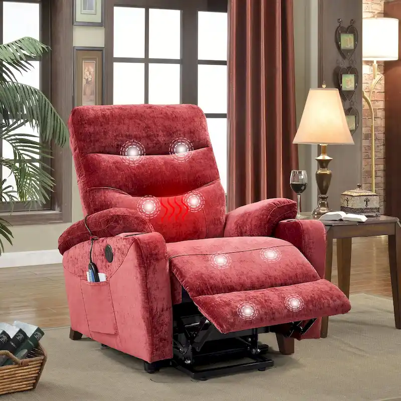 Electric Power Lift Recliner with Massage, Heat, and Convenient Features