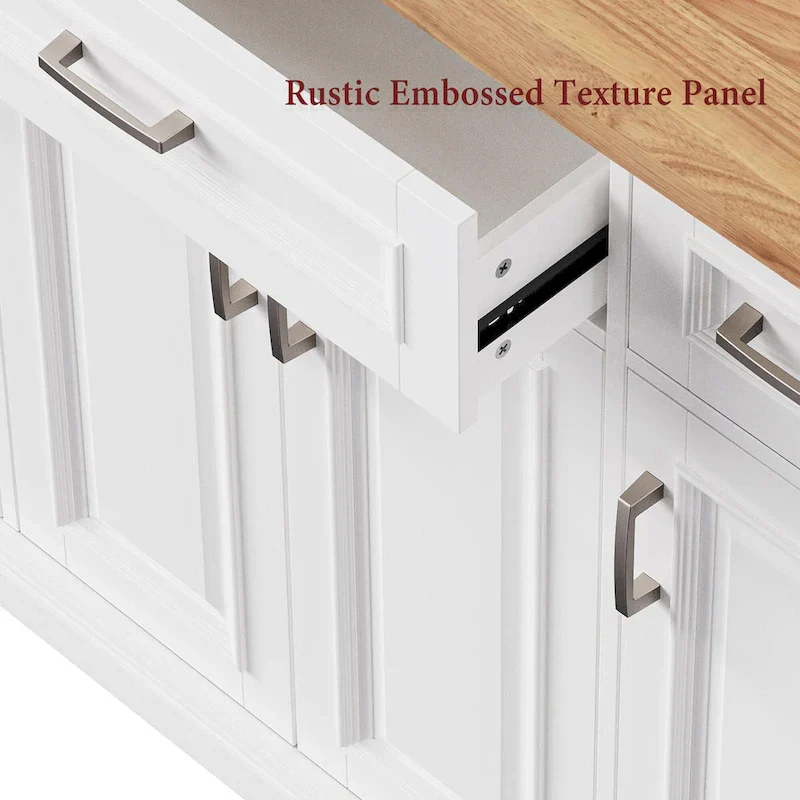 54Inch Large Kitchen Island With Rubber Wood Drop Leaf(no include stool)