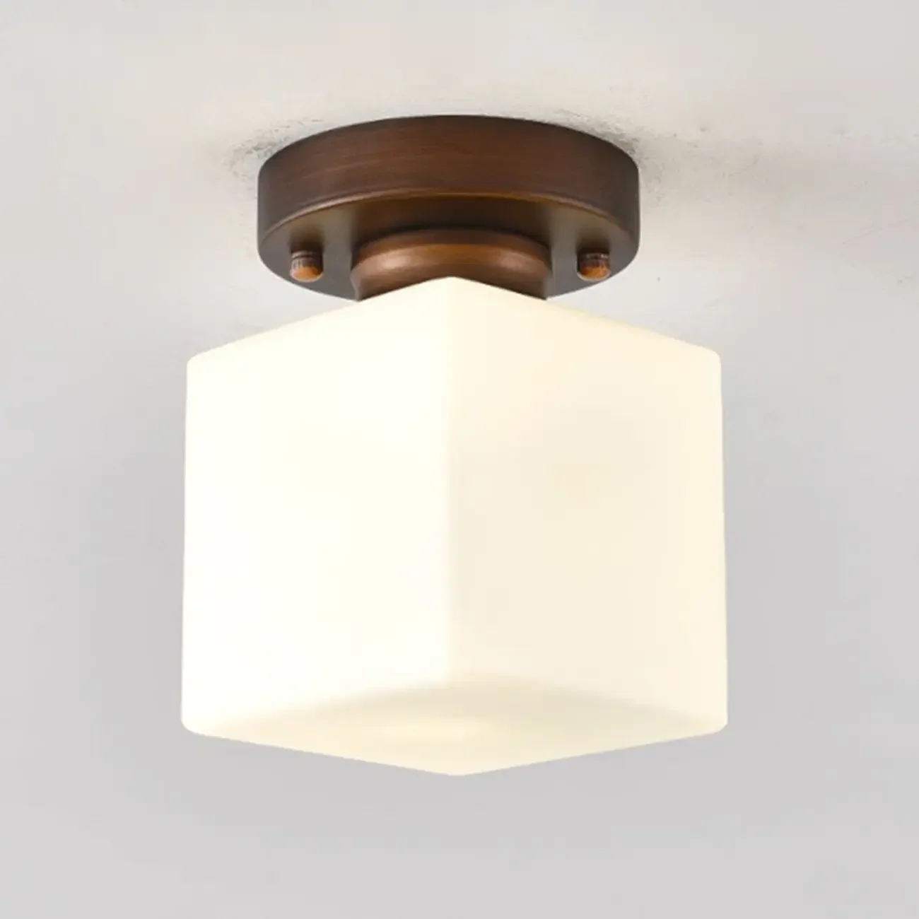 5 to 9 Inch Cube Glass Metal Semi Flush Ceiling Light