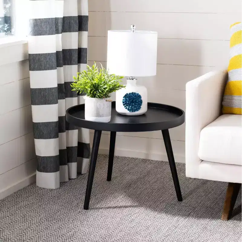 Fritz Round Tray Top Side Table - ACC4204A - Black - Safavieh