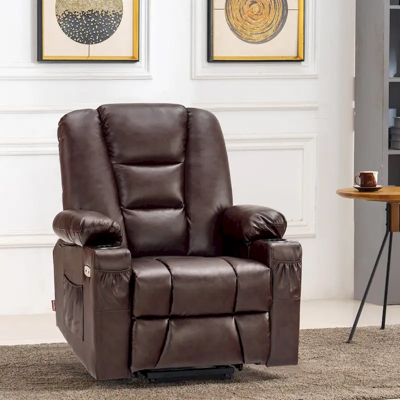 Small Power Lift Recliner Chair with Massage & Heat, Faux Leather, Elderly-Friendly