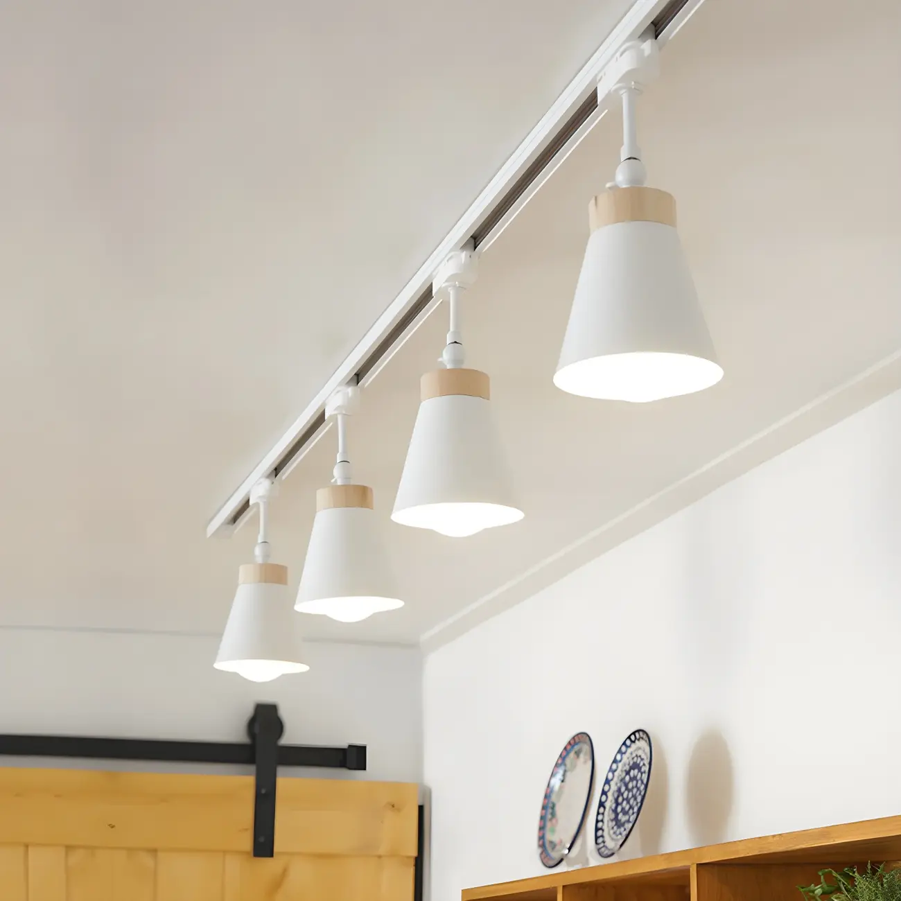 Modern Metal Cone Shape Semi Flush Mount Slidable Track Light