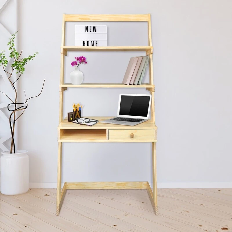 Freestanding Ladder Desk with Drawer with Solid American Hardwood