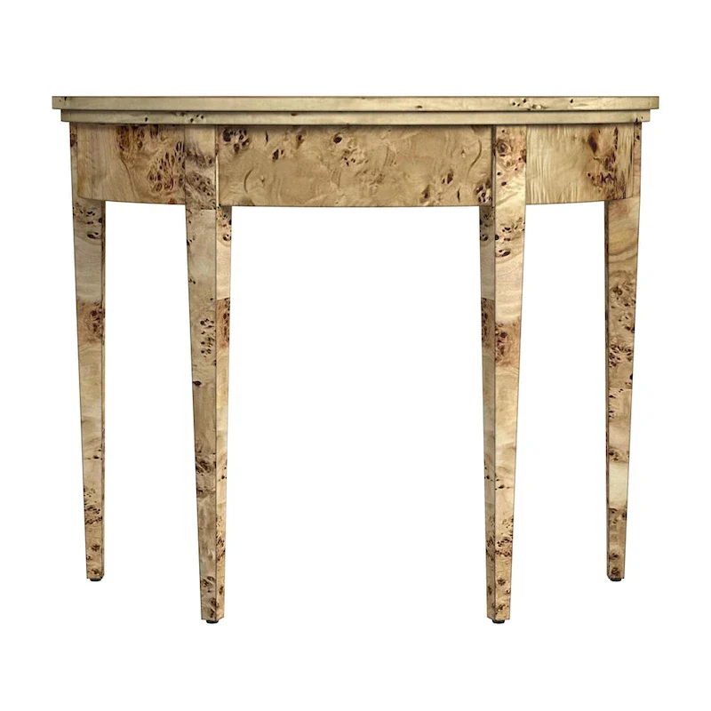 Hampton Demilune Burl 36  Console Table