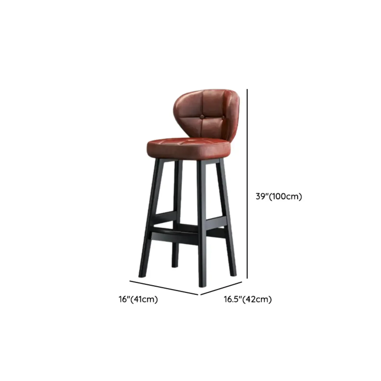 Casual Rawhide Bar Stools in Cognac with Back Quadrilateral Seat and Leg Rest