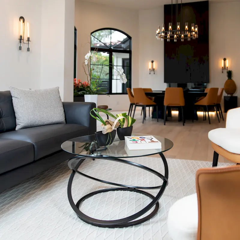 Cross Base Tempered Glass Round Coffee Table