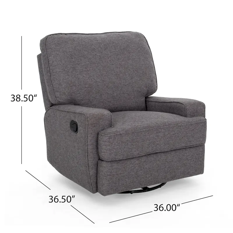Charcoal/Navy Tweed Traditional Glider Recliner with Swivel, 1-Person