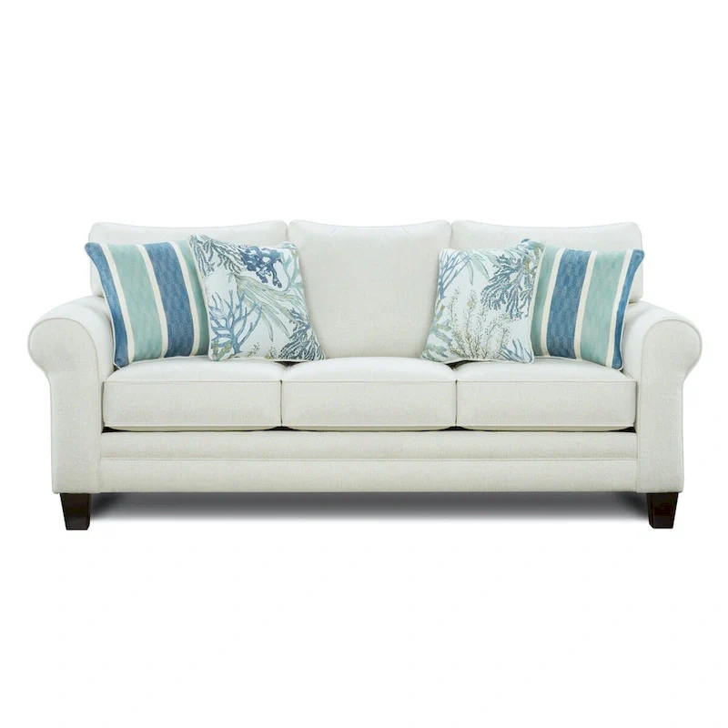 Oatmeal Transitional Stationary Sofa, 3-Seater