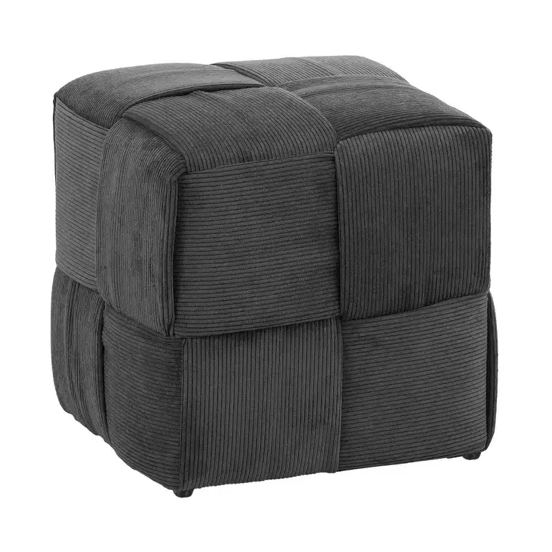 TUYOHW Modern Cube Ottoman with Woven Design Corduroy Upholstered Square Sofa Stool with Wooden Frame Soft Foot Rest for Living Room, Entryway