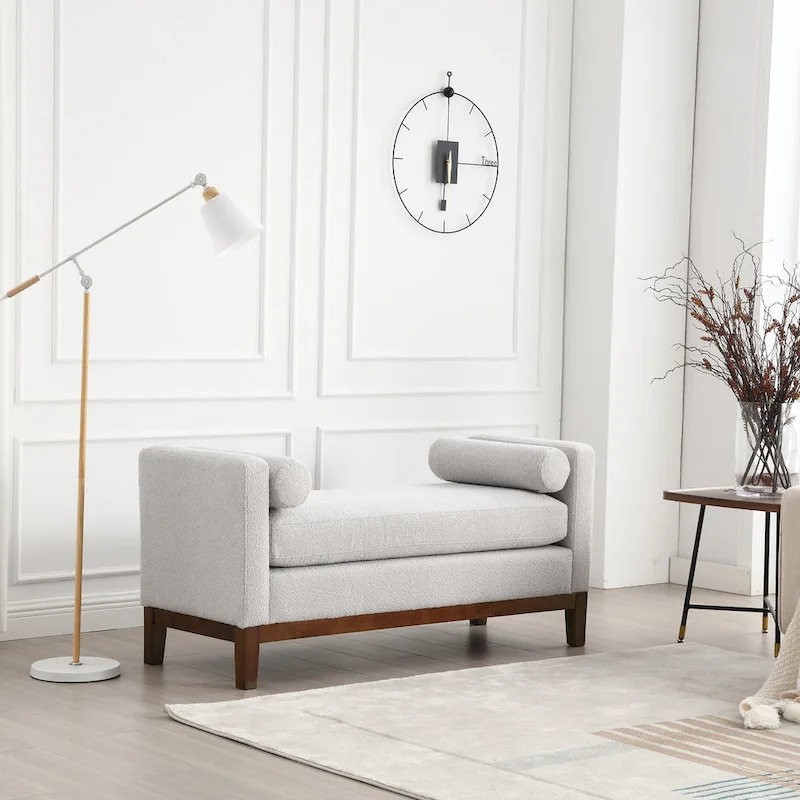 Upholstered Bench with Wood Legs