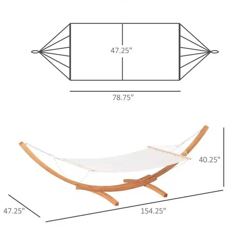 Extra Large Freestanding Cotton Hammock with Solid Wood Stand 330 lb Capacity Boho Chic Style