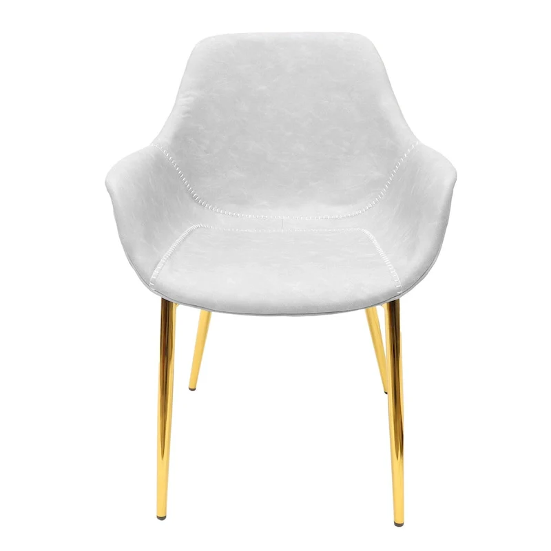 Markley Modern Leather Dining Armchair Set of 4 With Gold Metal Legs Accent Side Chair