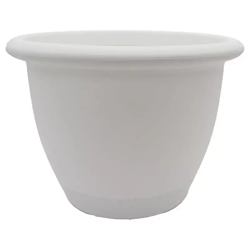 The HC Companies Sevilla Round Self-Watering Pot, Plastic Classic Planter with Internal Disk for Indoor and Outdoor Plants, 12 Inch, White