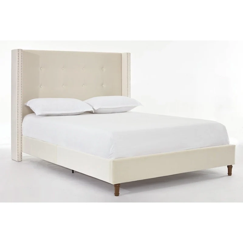 CUSchoice 54 High Headboard Upholstered Queen/King Bed (No Box Spring Needed)