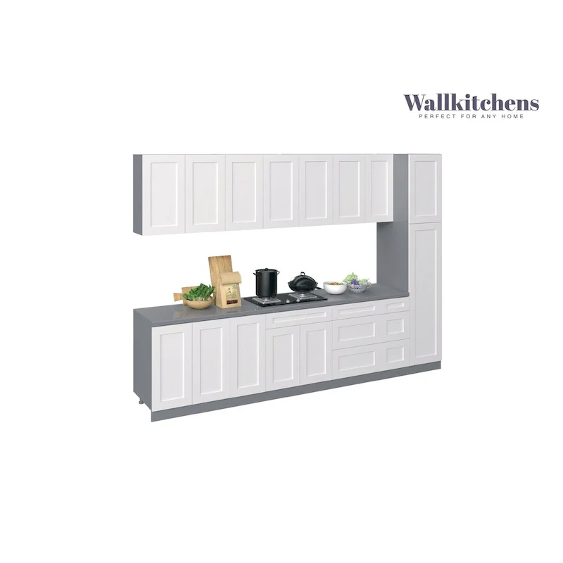 White Matte Base Kitchen Cabinet Set, 11 ft Wide (132×24)