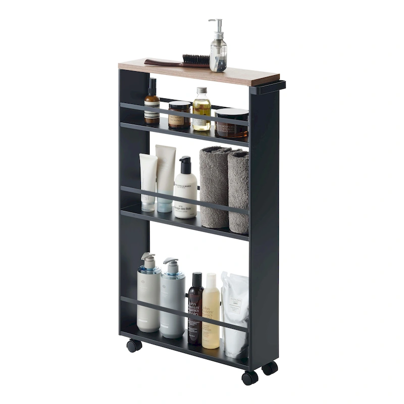 Slim Storage Cart, Steel, Holds 26.4 lbs, Minimal Assembly - L 18.7 x W 5.12 x H 31.69 inches