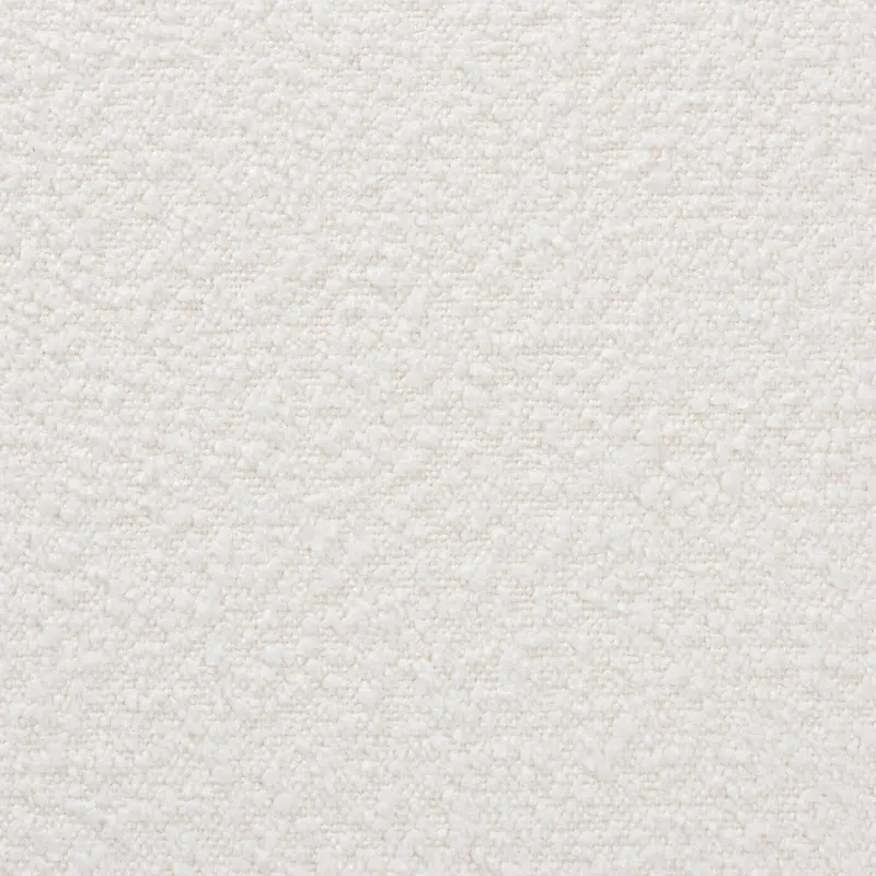 Yashiya Mid-Century Modern Off-White Boucle Upholstered and Walnut Brown Finished Wood Ottoman Footstool