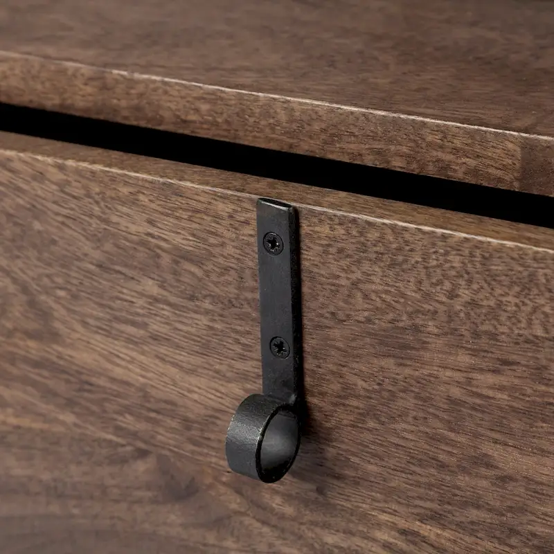 Glenn I Square Dark Brown Wood and Iron Black Frame Side Table