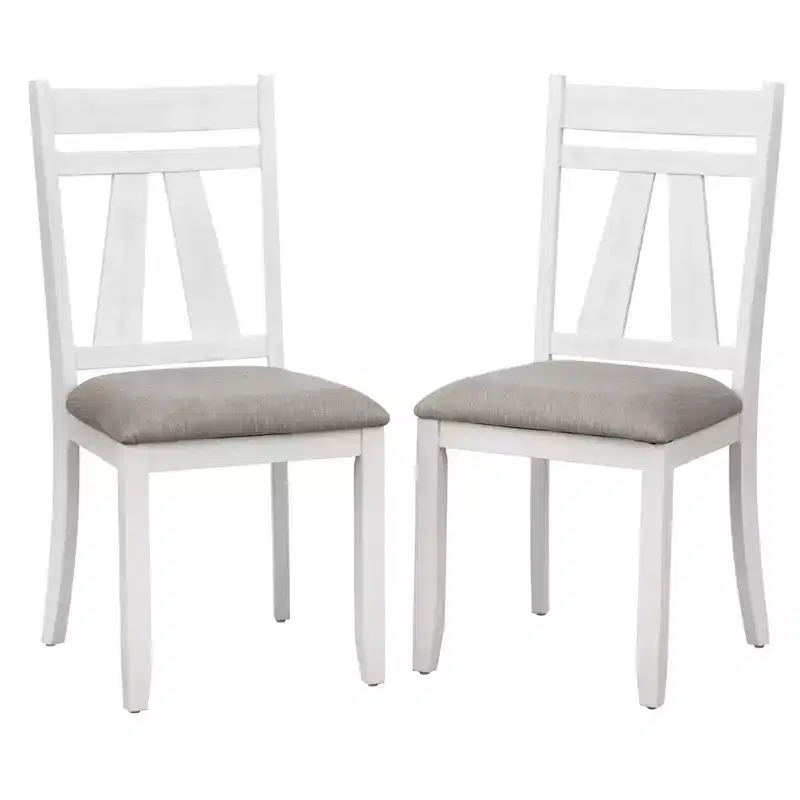Lifestorey Set of 2 Miller Dining Chairs White : Upholstered High Back, Rubberwood Frame, Foam Filled