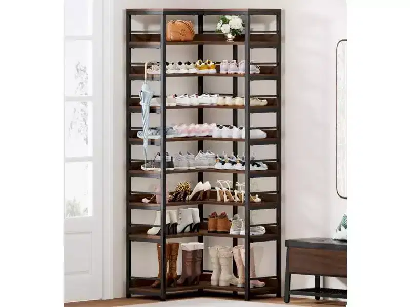 Tribesigns 9-Tier Corner Shoe Rack, Vertical Shoe Storage Organizer