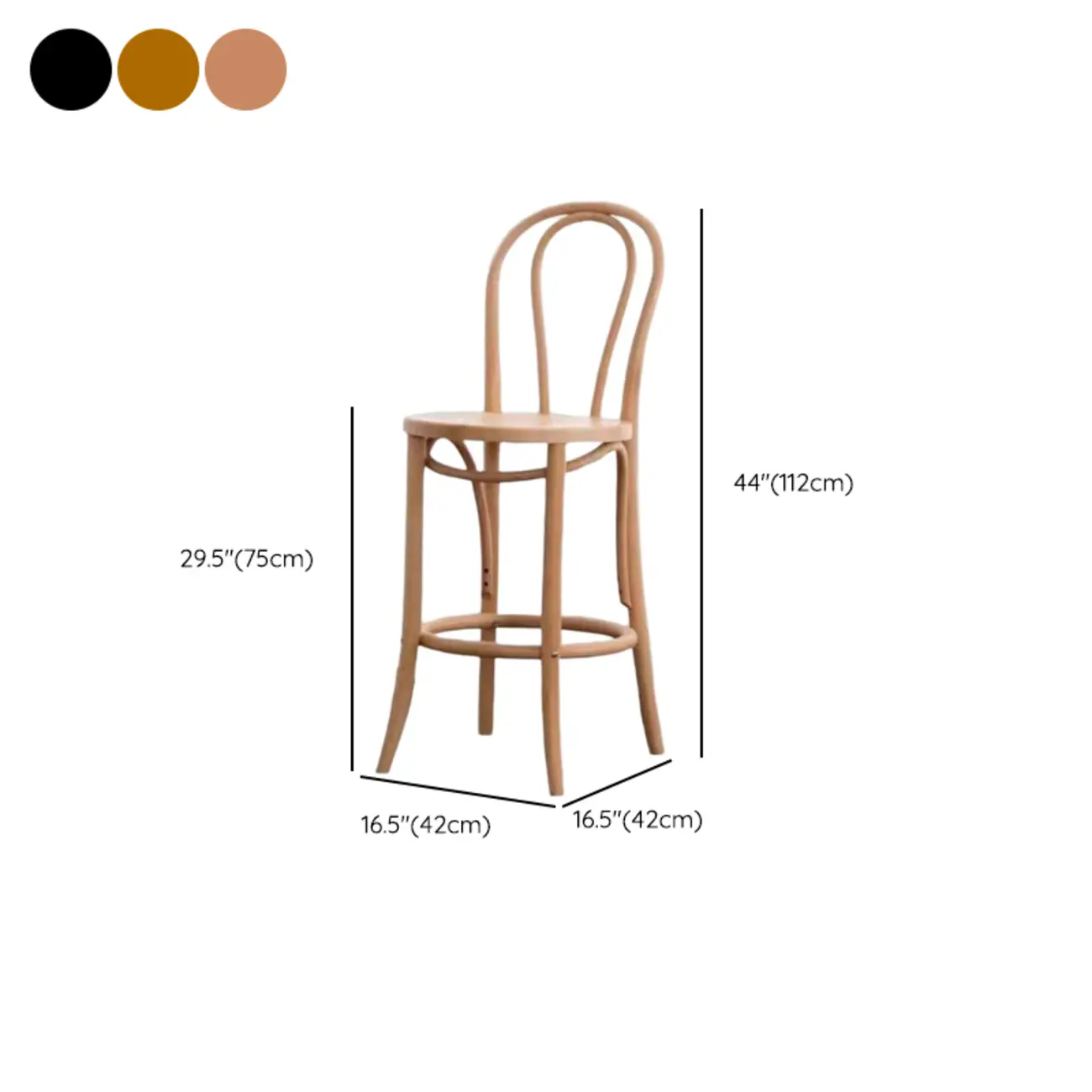 Walnut Beech Wood Leather Seat Bar Stools with Back