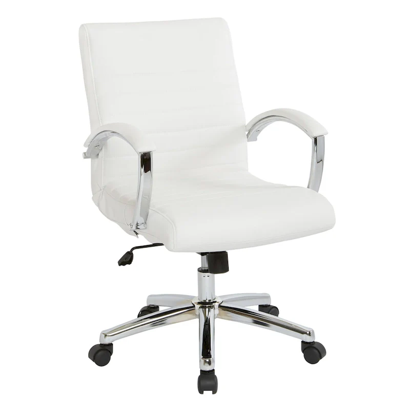 Executive Low Back Faux Leather Chair with Chrome Arms and Base - single