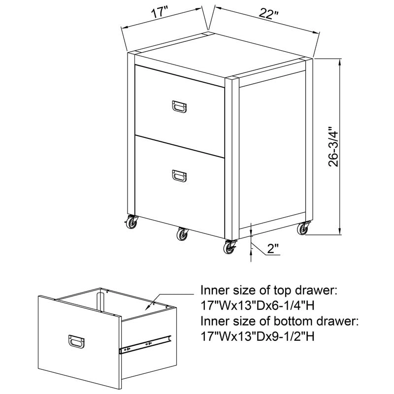 Linon Poppy Rolling File Cabinet