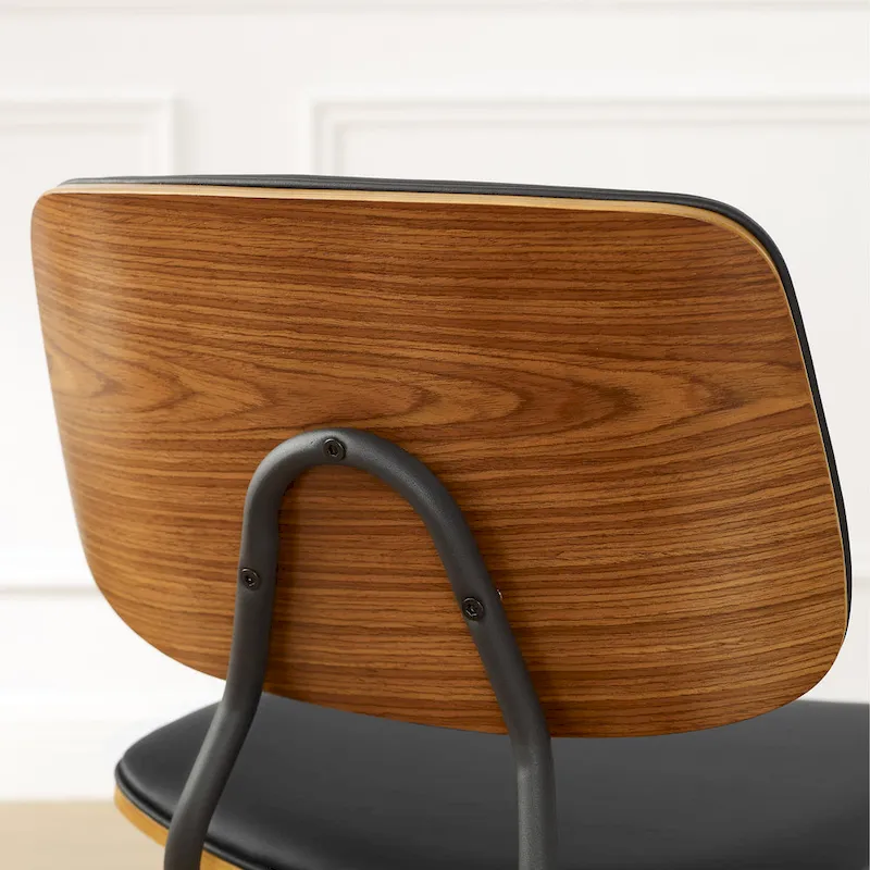 Set of 2 Mid-century PU Leather Bentwood Dining Chairs