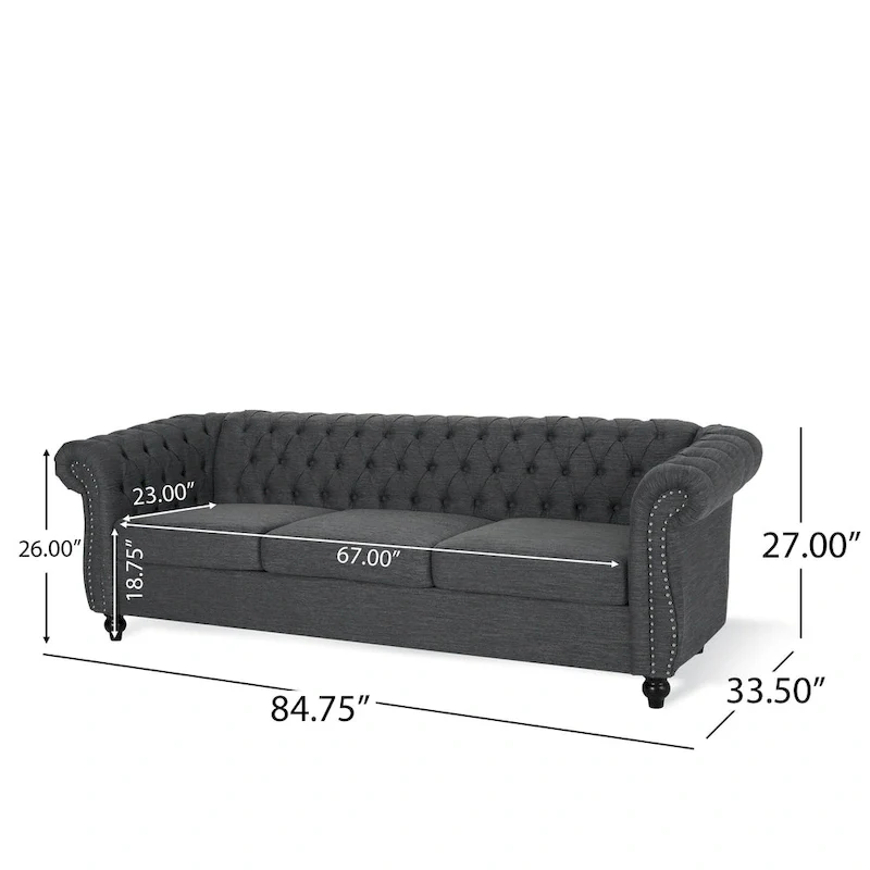 Chesterfield Button Tufted 3-seater Sofa with Nailheads