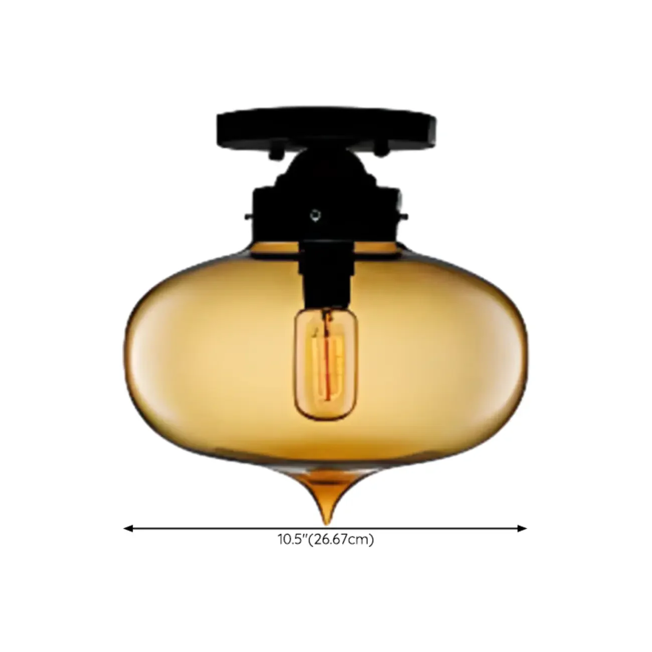 Clear Glass Drum Shade Industrial Semi Flush Mount Light