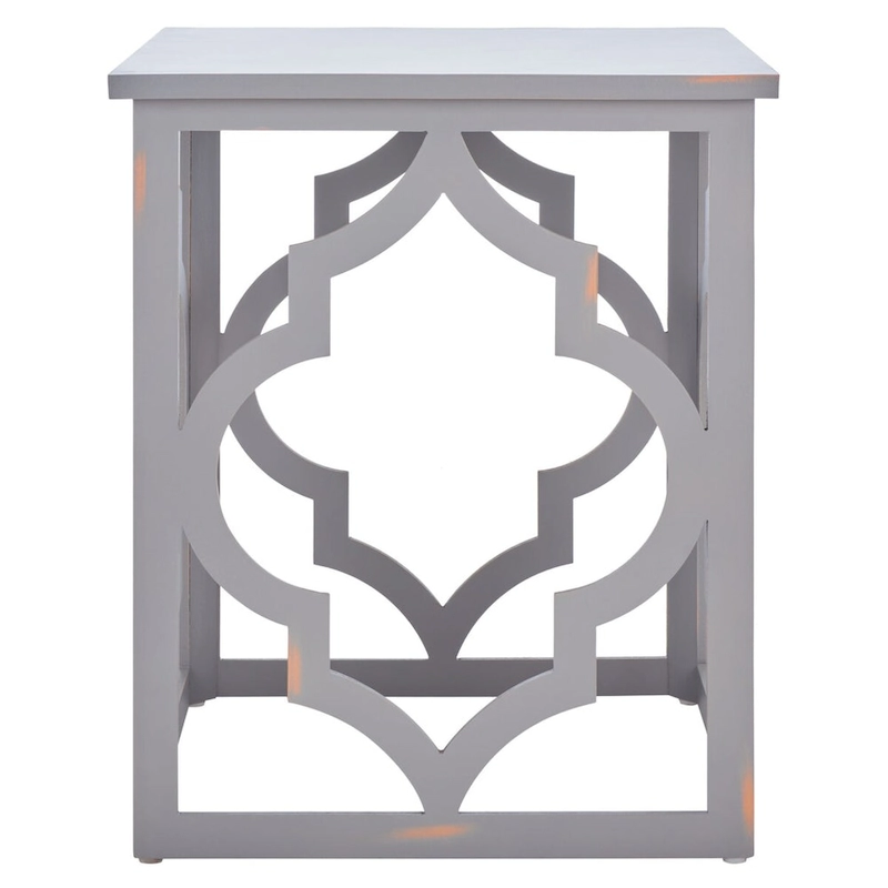 SAFAVIEH Grayce Trellis Silver Leaf End Table. - 19  W x 19  D x 23  H - 19Wx19Dx23H