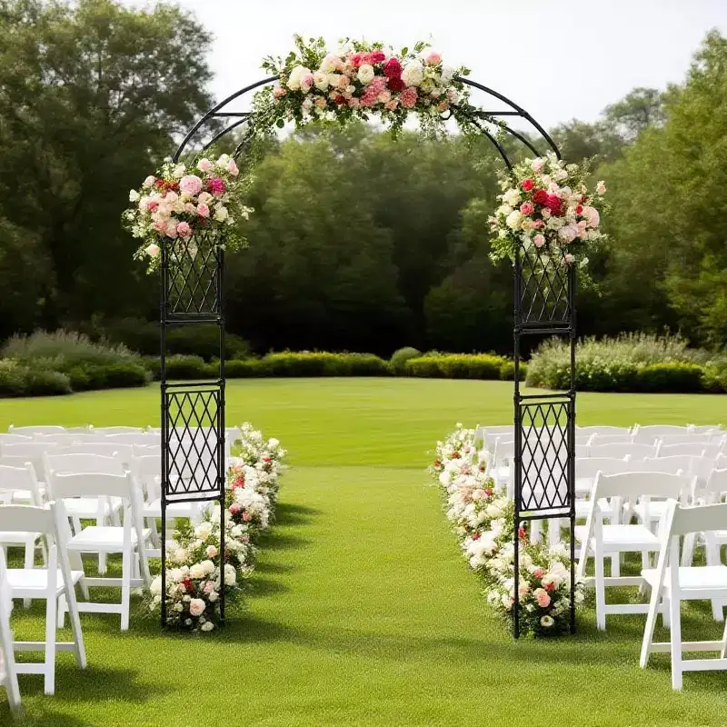 Weather-Resistant Iron Wedding Archway, Decorative Climbing Plant Support for Outdoor Patio, Lawn, Pathway & Event